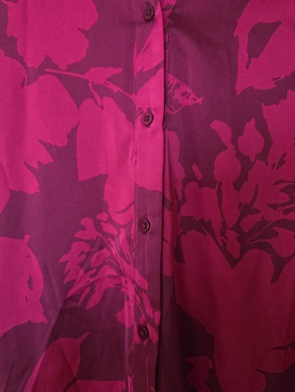 Maison dAmelie Paris Satin Abstract Floral Button Up Blouse XS Dark Romantic - Picture 3 of 10